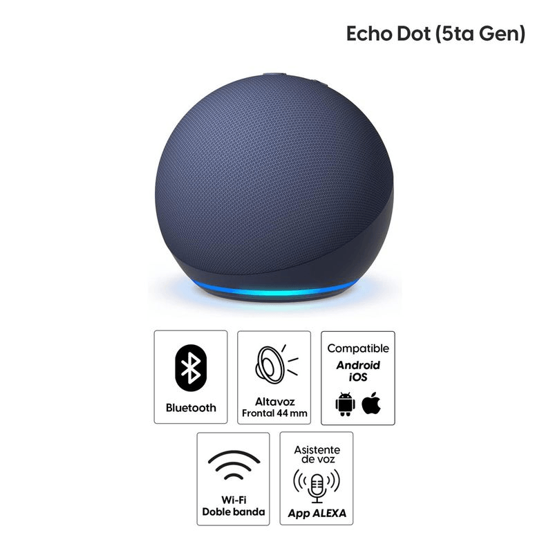 Imagen 2 del producto Parlante inteligente Amazon Echo Dot 5, Alexa, Wi-Fi, Bluetooth, sonido mejorado, azul