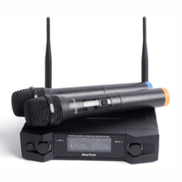 Pack 2 micrófonos inalámbricos Baretone WM-180H, UHF, cardioide, hasta 60 m, hasta 8 horas, negro