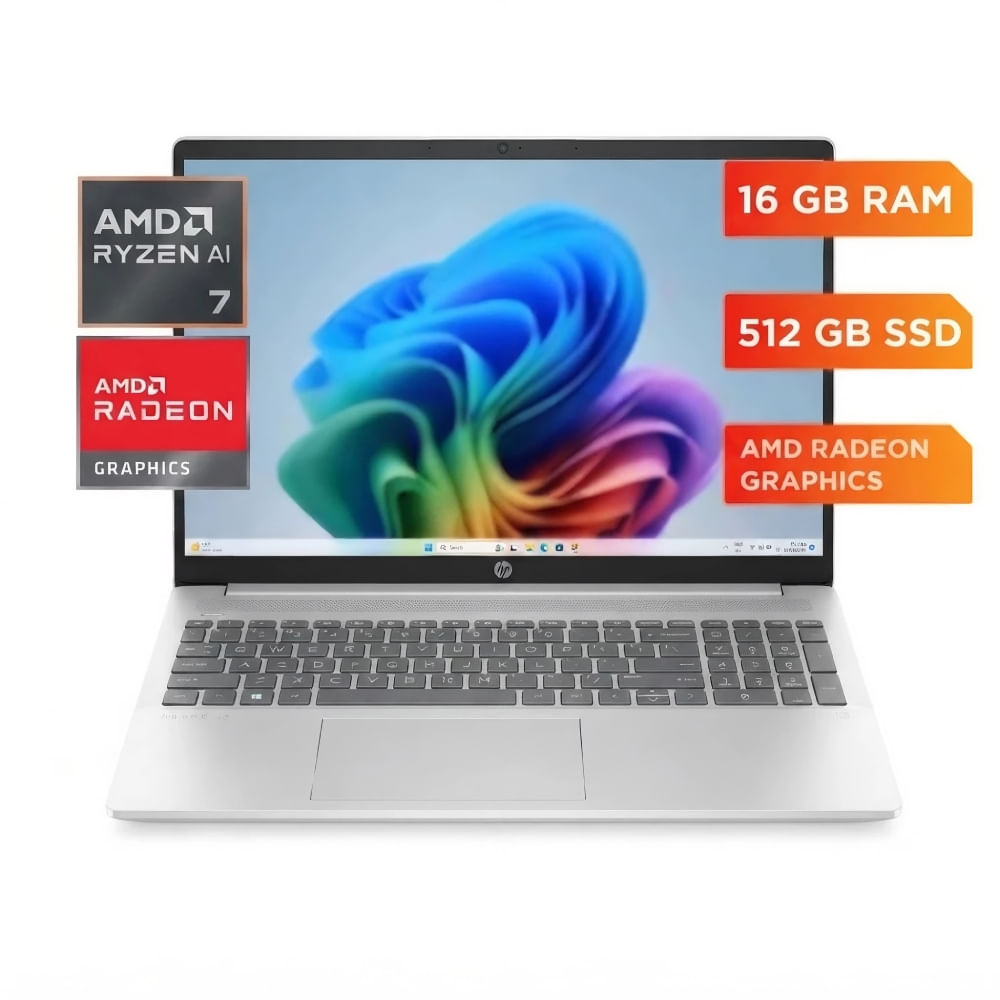 Imagen 2 del producto Laptop HP OmniBook 5 16"", AMD Ryzen AI 7 350, 512GB SSD, 16GB RAM, Windows 11 Home, glacier silver