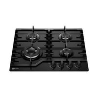 Encimera a gas Electrolux KE4CB 4 hornillas 60 cm, vidrio templado, triple llama, 7800 W, negro