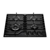 Encimera a gas Electrolux KE4CT, 4 hornillas 60 cm, vidrio templado, triple llama, 7800 W, negro