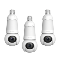 Kit 3 cámaras de seguridad tipo foco Imou Bulb Cam 2K 3MP, Wi-Fi 2.4GHz, Pan 340°, visión nocturna color 25m, IP66, blanco