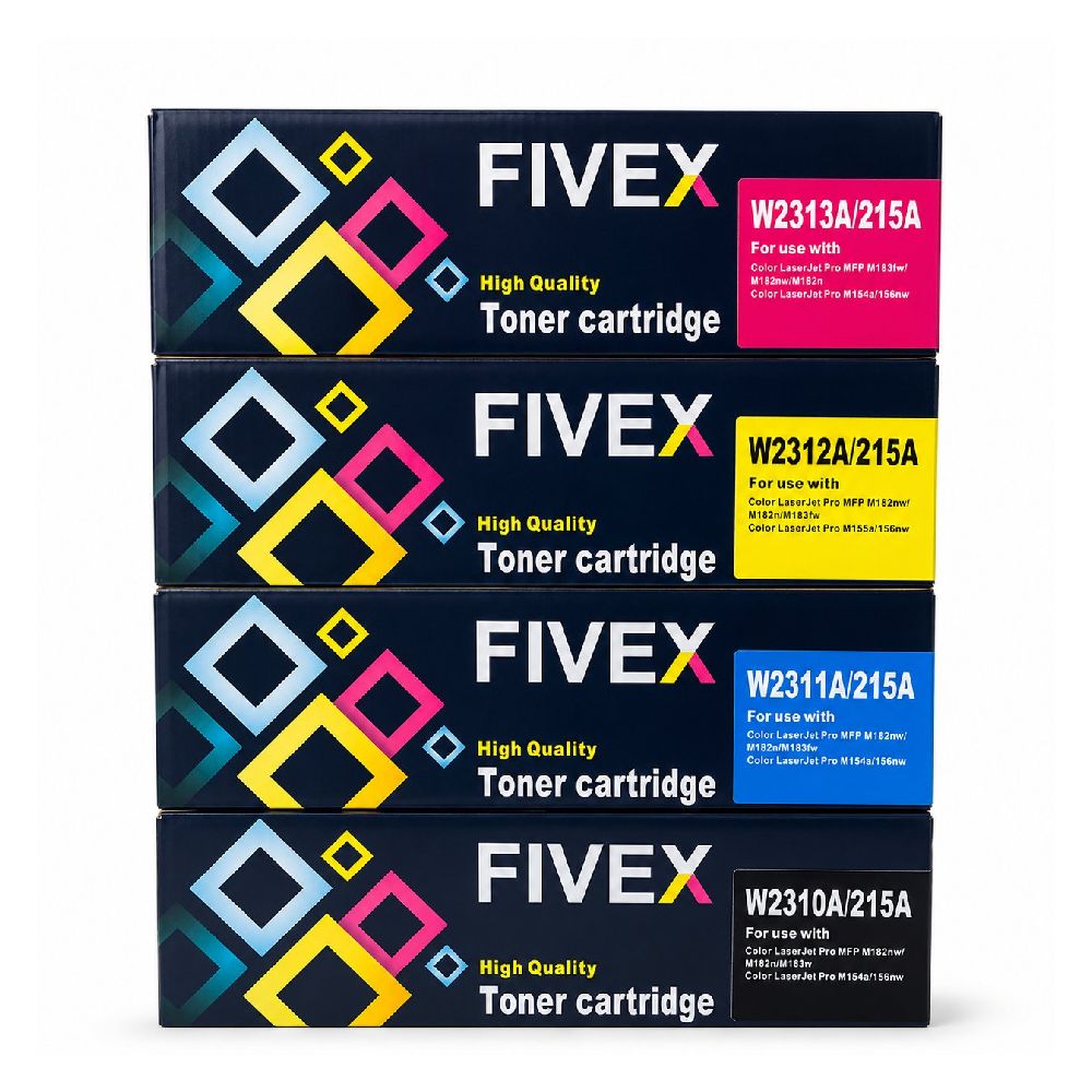 Kit de tóner Fivex 215A CMYK 4 cartuchos para HP M155a, M182nw y M183fw
