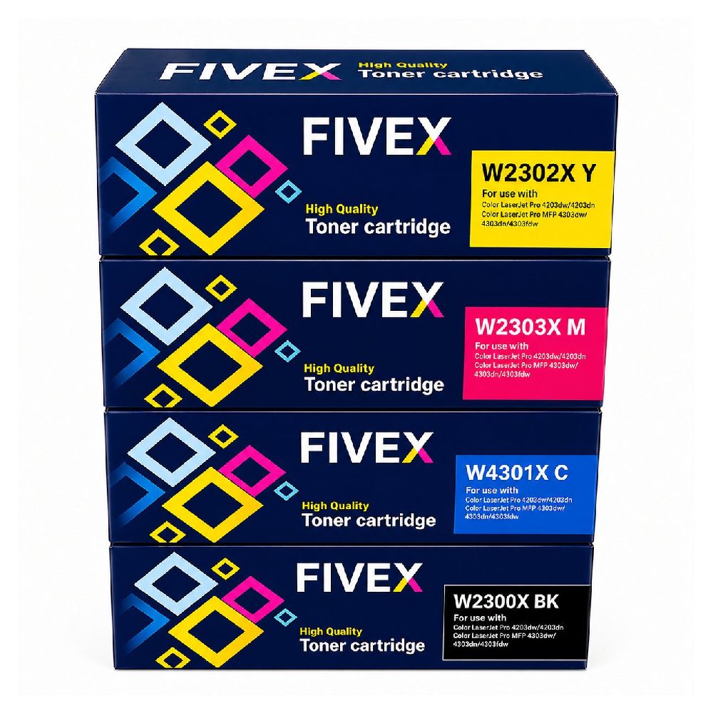 Kit de tóner Fivex 230X CMYK con chip, 4 cartuchos para HP Color LaserJet Pro 4203 y MFP 4303