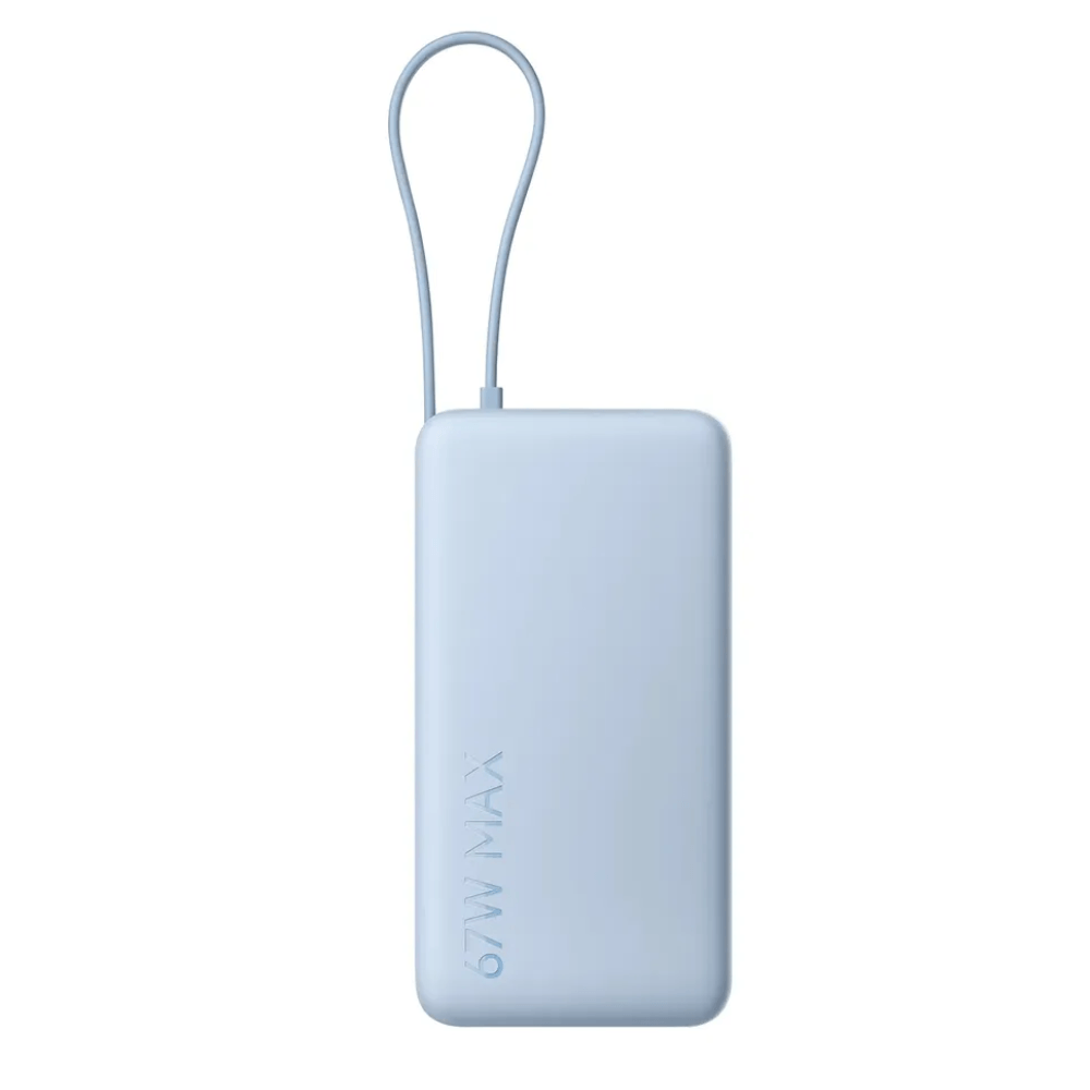 Imagen 2 del producto Power bank Xiaomi PB200DPW 20000 mAh, 67 W, cable USB-C integrado, 3 salidas, compatible con laptops, azul