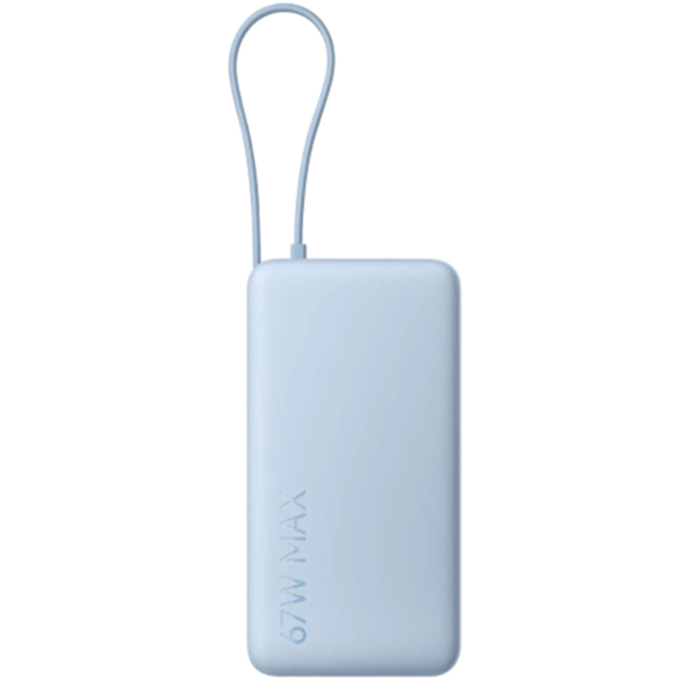 Imagen 2 del producto Power bank Xiaomi PB100DPW 10000 mAh, 67 W, cable USB-C integrado, 3 salidas, compatible con laptops, azul