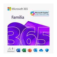 Licencia digital Microsoft 365 Familia, 6 usuarios, compatible con Windows 10 y 11, duración 1 año