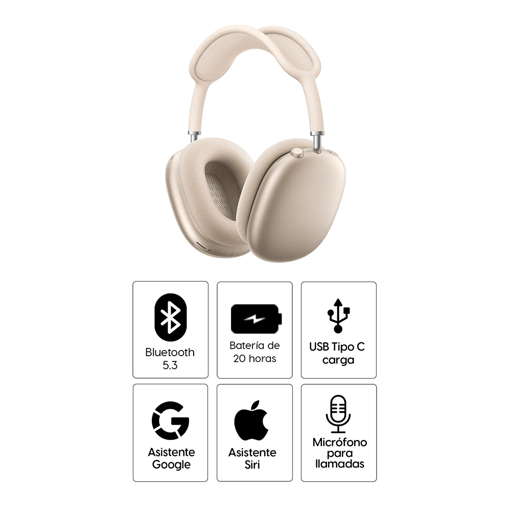 Imagen 2 del producto AirPods Max 2 con cancelación de ruido, 9 micrófonos, hasta 20 hora, blanco estelar