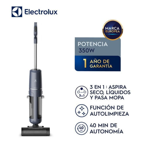 Imagen 2 del producto Aspiradora mopa inalámbrica Electrolux EMC2500 3 en 1, 350 W, filtro HEPA, panel LED, batería hasta 40 min, azul