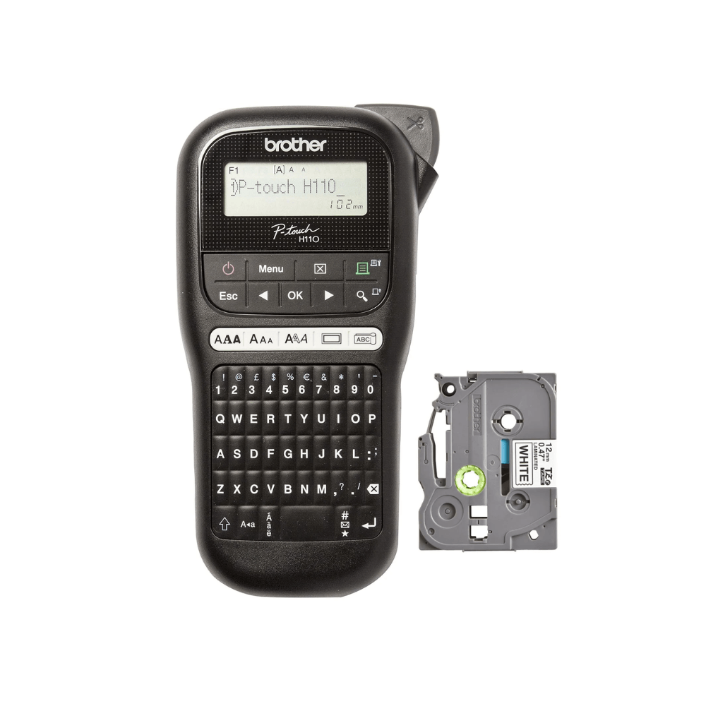 Imagen 2 del producto Rotuladora portátil Brother PTH110BK, cinta TZe 12 mm, 180 dpi, 20 mm/s, teclado QWERTY