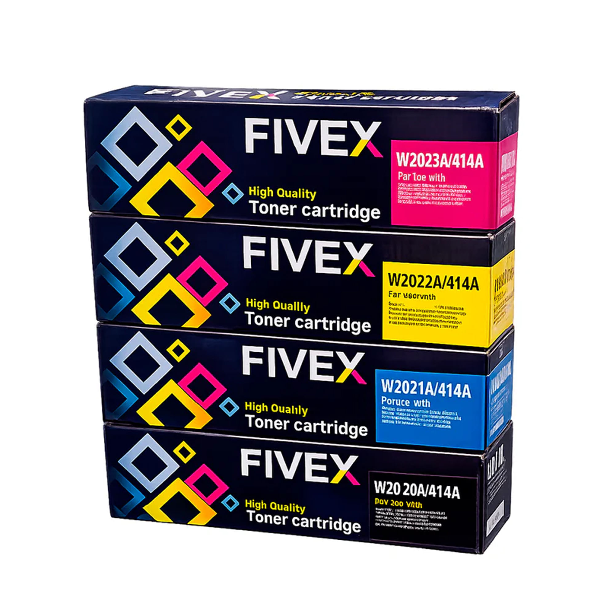 Imagen 2 del producto Kit de tóner compatible Fivex 414A CMYK, W2020A/W2021A/W2022A/W2023A, hasta 2400 páginas