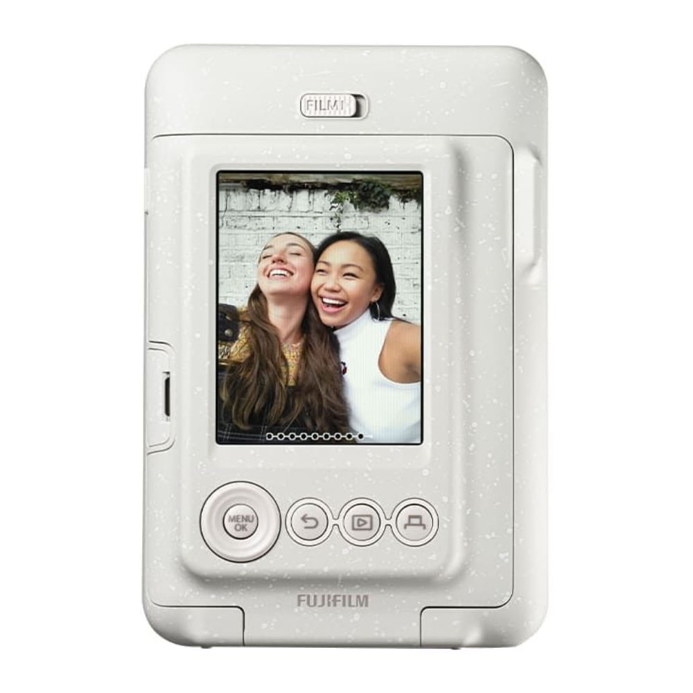 Imagen 2 del producto Cámara instantánea híbrida Fujifilm Instax mini Liplay, pantalla LCD, flash integrado, tamaño de imagen de 6.2 cm x 4.6 cm, misty white