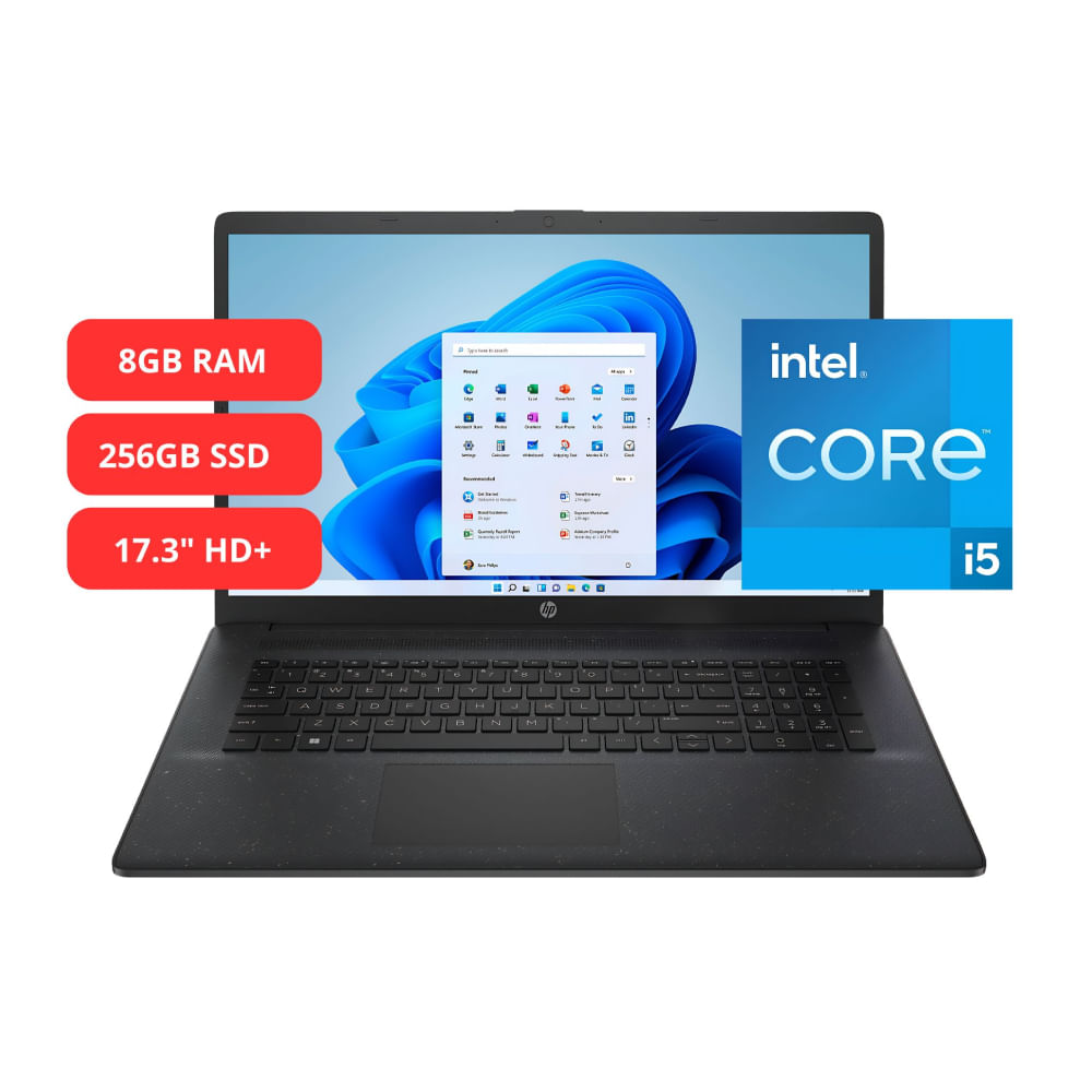 Imagen 2 del producto Laptop HP 17t-cn300 17.3"", Intel Core i5-1334U, 256GB SSD, 8GB RAM, Windows 11, jet black
