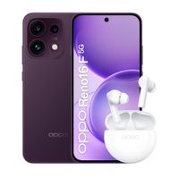 Combo: Celular Oppo Reno16 F 5G 256GB, 8GB RAM, cámara 50MP, frontal 50MP, 6.57"", vino + Enco Buds2