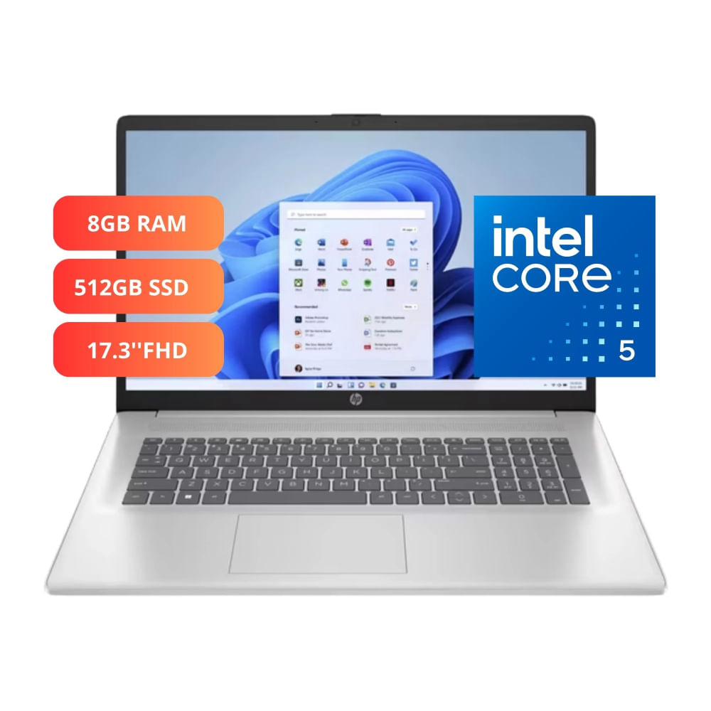 Imagen 2 del producto Laptop HP 17-cn4000 17.3"", Intel Core 5 120U, 512GB SSD, 8GB RAM, Windows 11, silver