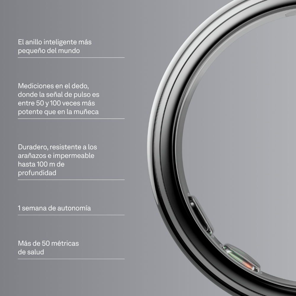 Imagen 2 del producto Anillo inteligente OURA Ring 5, talla 8, monitoreo de salud, Bluetooth, plata