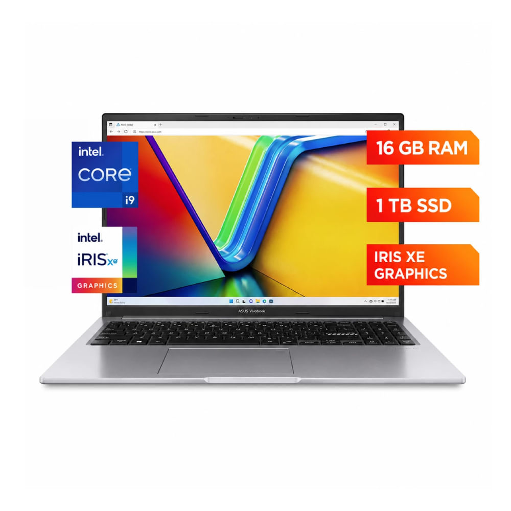 Imagen 2 del producto Laptop Asus VivoBook F1605VA-WS96 16"", Intel Core i9-13900H, 1TB SSD, 16GB RAM, Windows 11, cool silver