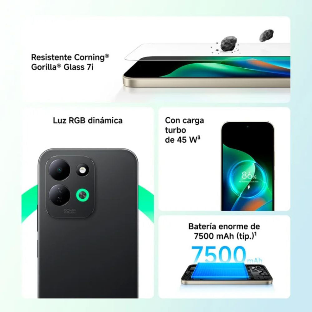 Imagen 2 del producto Celular Xiaomi Redmi 17 4G 128GB, 4GB RAM, cámara 50MP, frontal 8MP, 6.9"", azul