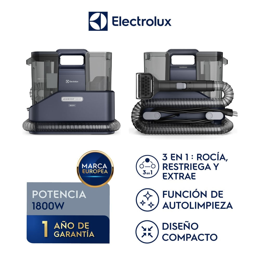 Imagen 2 del producto Aspiradora lava tapices portátil Electrolux ESC10, 1800W, AquaBoost Clean, tanques 1.7 L + 1.4 L, azul