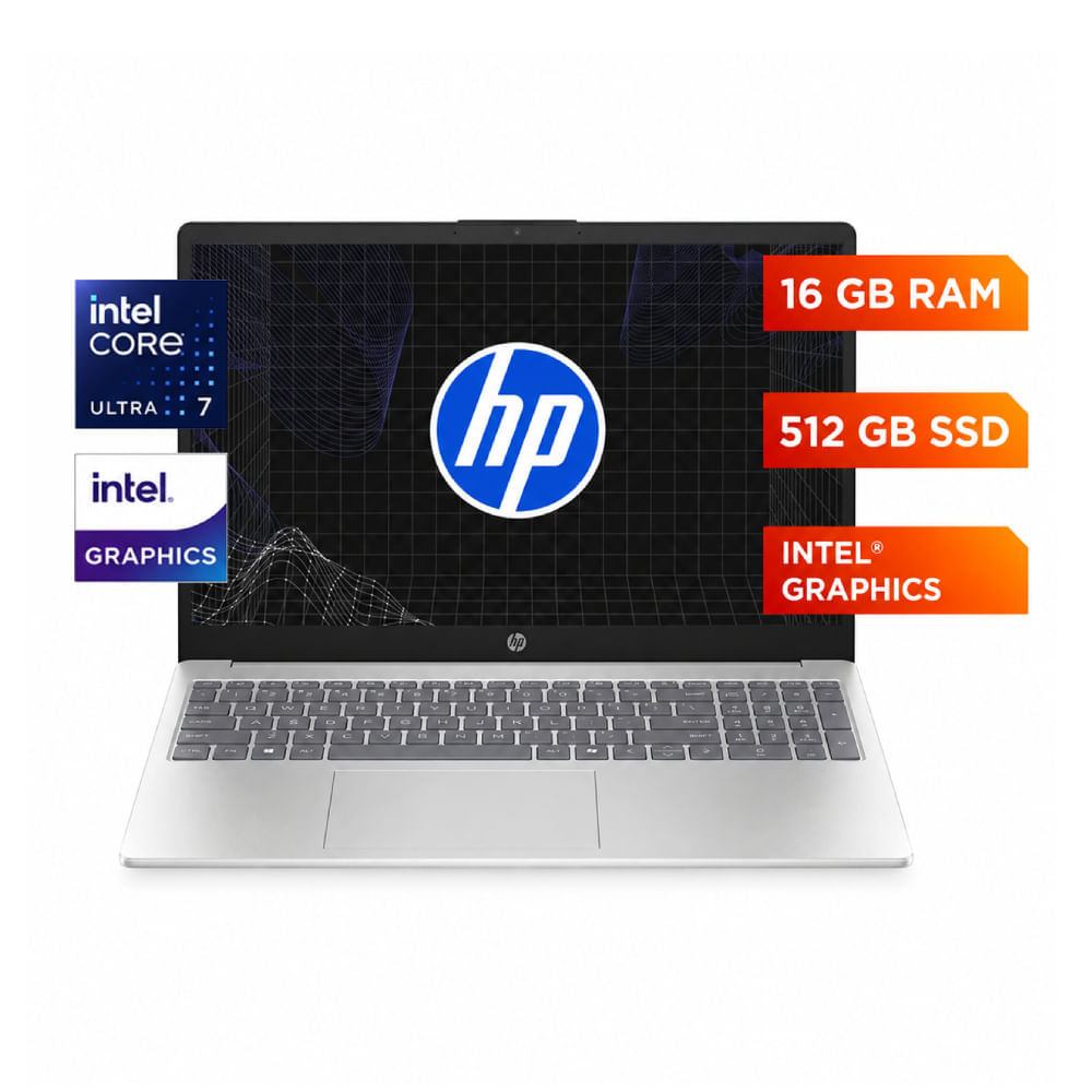 Imagen 2 del producto Laptop HP 15-fd2747nr 15.6"", Intel Core Ultra 7 255U, 512GB SSD, 16GB RAM, Windows 11 Home, natural silver