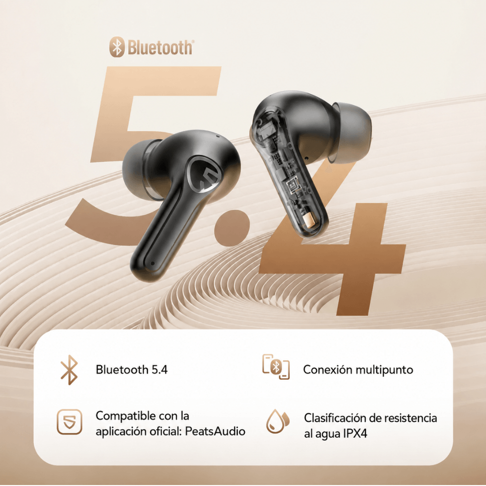 Imagen 2 del producto Audífonos Bluetooth true wireless SoundPeats T3 Pro con cancelación de ruido, IPX4, hasta 28 horas, negro