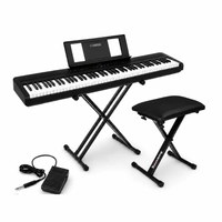 Piano digital Yamaha P-45 Pack, pantalla LED, 88 teclas contrapesadas GHS, 10 sonidos, incluye soporte, pedal sustain y asiento, negro