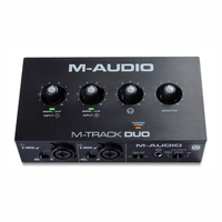 Interfaz de audio M-Audio M-Track Duo, USB Tipo-C, 2 canales, 24 bits, 48 kHz, preamps Crystal, phantom power 48 V, negro