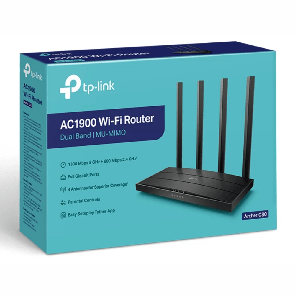 Imagen 2 del producto Router TP-Link Archer C80, doble banda, 1900 Mbps, 4 antenas externas, 4 puertos Gigabit LAN, blanco