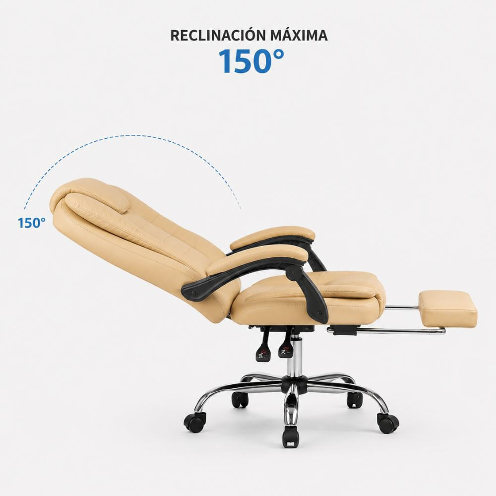 Imagen 2 del producto Silla gerencial ergonómica G-ergonomic Relax Pro 8 Vibromasajes, reclinable 150°, beige