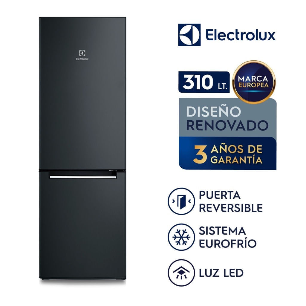 Imagen 2 del producto Refrigerador Electrolux ERT32G2KSQB Bottom Freezer 310L, 2 puertas, Eurofrío, negro