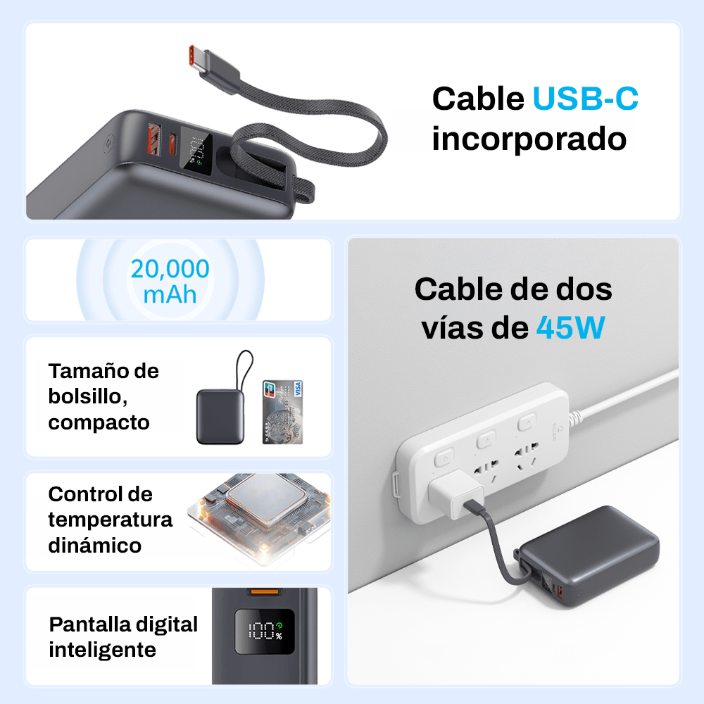 Imagen 2 del producto Power bank QCY 20000Mah, 45w carga rápida,  con pantalla