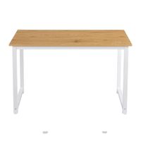 Escritorio fijo G-ergonomic Essential, estructura metálica, 2 patas, roble beige y blanco