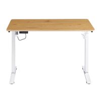 Escritorio eléctrico G-ergonomic FlowDesk, altura regulable, motor silencioso, estructura metálica, roble beige / blanco