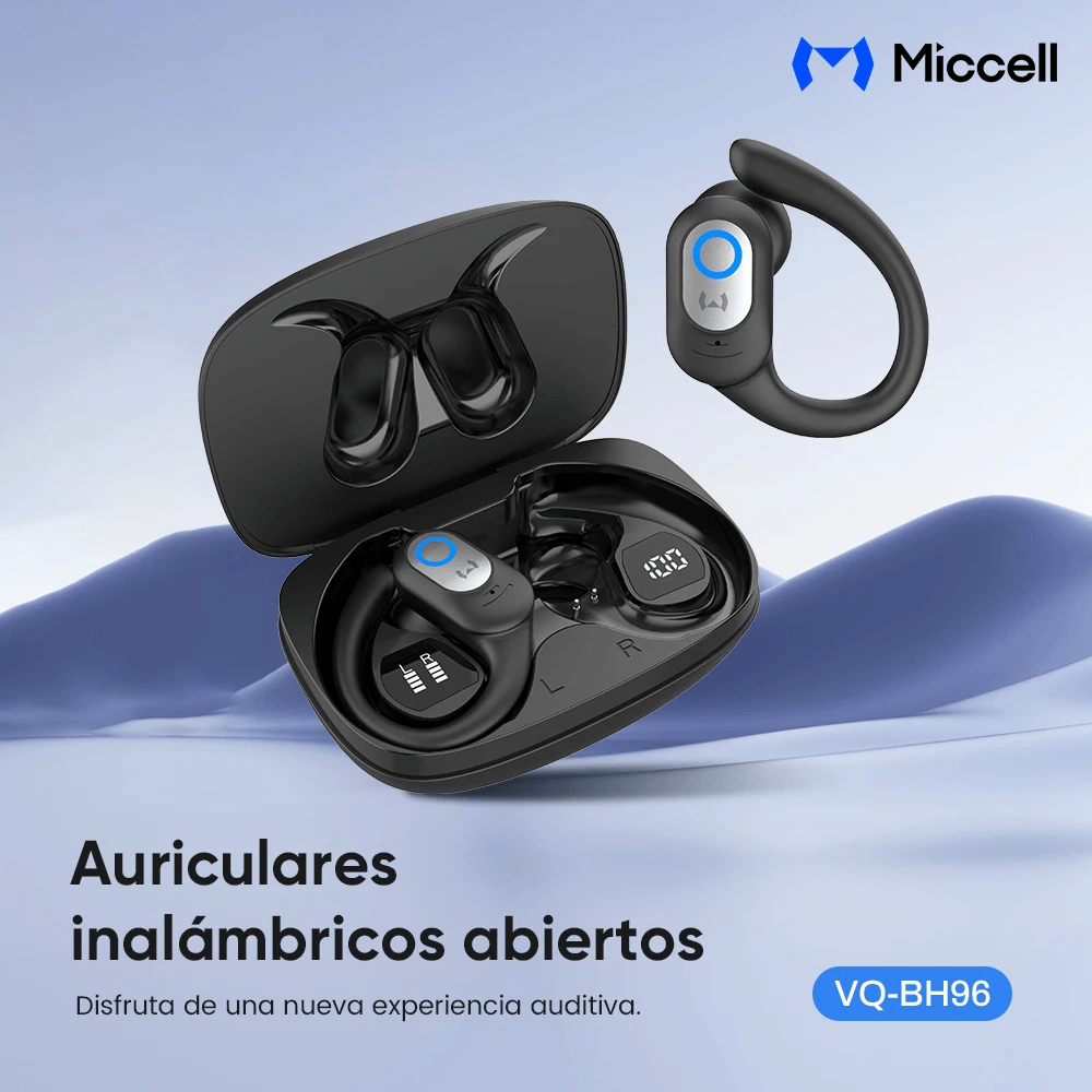 Imagen 2 del producto Audífonos true wireless in ear Miccell VQ-BH96, cancelación activa de ruido ANC, hasta 8 horas, control táctil, negro