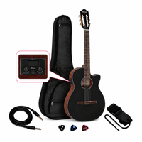 Guitarra electroacústica Ibanez AEG50N-BKH, cuerpo AEG cutaway, cuerdas de nylon, 20 trastes, High Gloss, negro + funda, correa, plumillas y cable