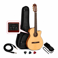 Guitarra electroacústica Ibanez AEG50N-NT, cuerpo AEG cutaway, cuerdas de nylon, 20 trastes, High Gloss, natural + funda, correa, plumillas y cable