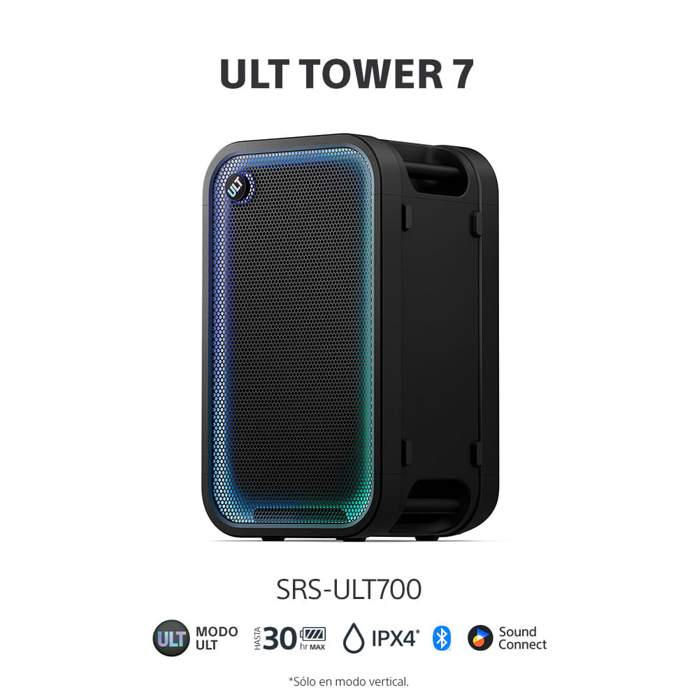 Imagen 2 del producto Parlante para fiestas Sony ULT Tower 7 SRS-ULT700, 420 W, Bluetooth 5.3, batería de 30 h, luces e IPX4