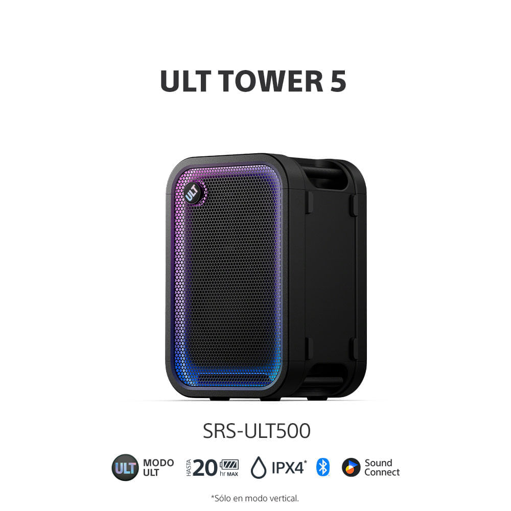 Imagen 2 del producto Parlante para fiestas Sony ULT Tower 5 SRS-ULT500, Bluetooth 5.3, batería de 20 h, luces, karaoke e IPX4