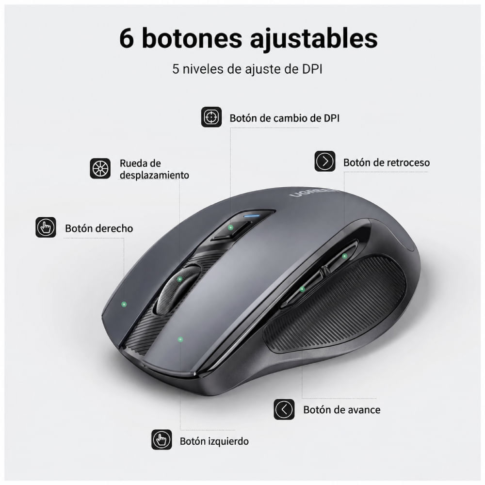 Imagen 2 del producto Kit Ugreen teclado y mouse inalámbrico, ergonómico, 2.4Ghz, negro