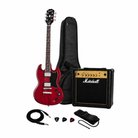 Guitarra eléctrica Epiphone SG Tribute, cuerpo SG de sapele, 22 trastes, 2 humbuckers, Vintage Cherry + amplificador Marshall MG15G 15W