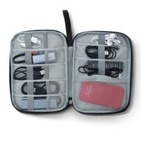 Estuche organizador Roadtrip para cables y accesorios, poliéster, negro