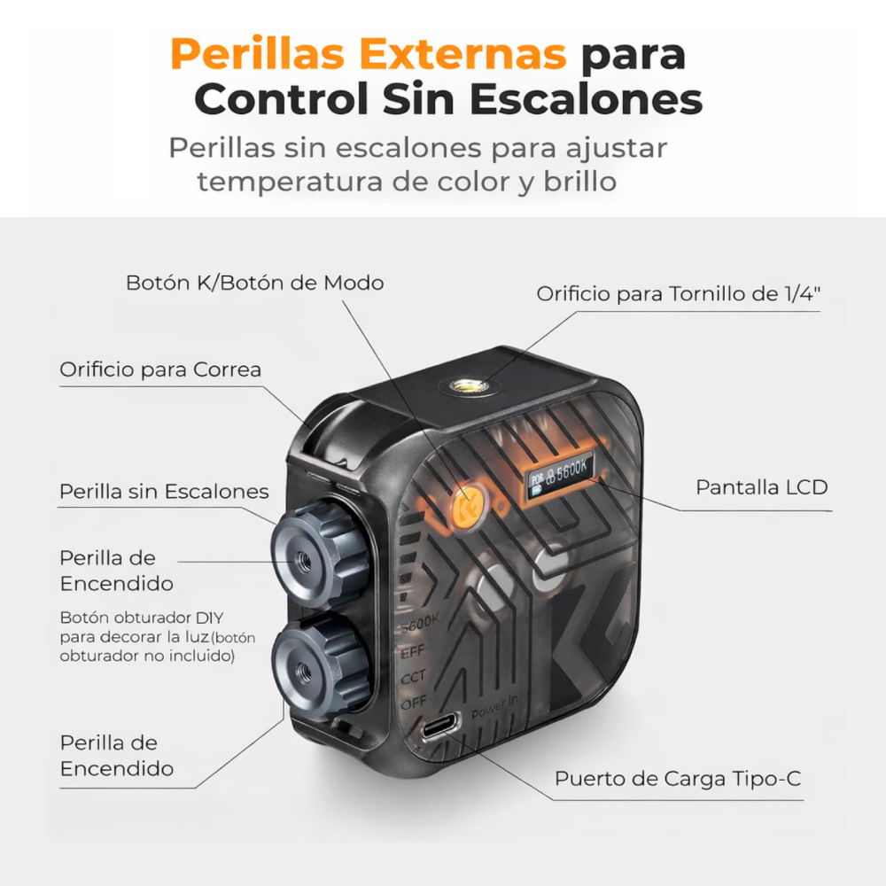 Imagen 2 del producto Luz continua LED Bicolor K&F Concept KF34.035, 2500K - 9900K, CRI 96+, batería recargable
