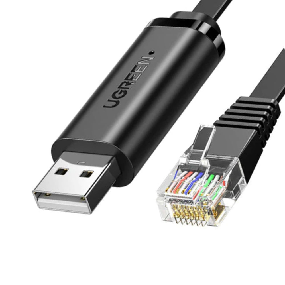 Imagen 2 del producto Cable de consola USB-A a RJ45 Ugreen CM204, USB 2.0, chip FTDI, 3 m, negro