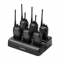 Pack 6 radios portátiles Baofeng BF-888S UHF, 3 W, 400-470 MHz, 16 canales, incluye base de carga múltiple