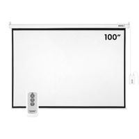 Pantalla Ecran para proyector 100"" retráctil electrónica, blanco mate, medidas 227x153 cm