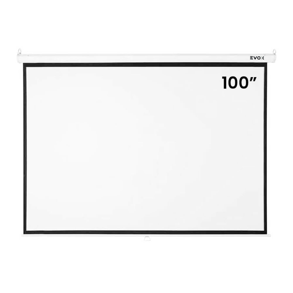 Ecran pantalla para proyector 100" manual retráctil, blanco mate
