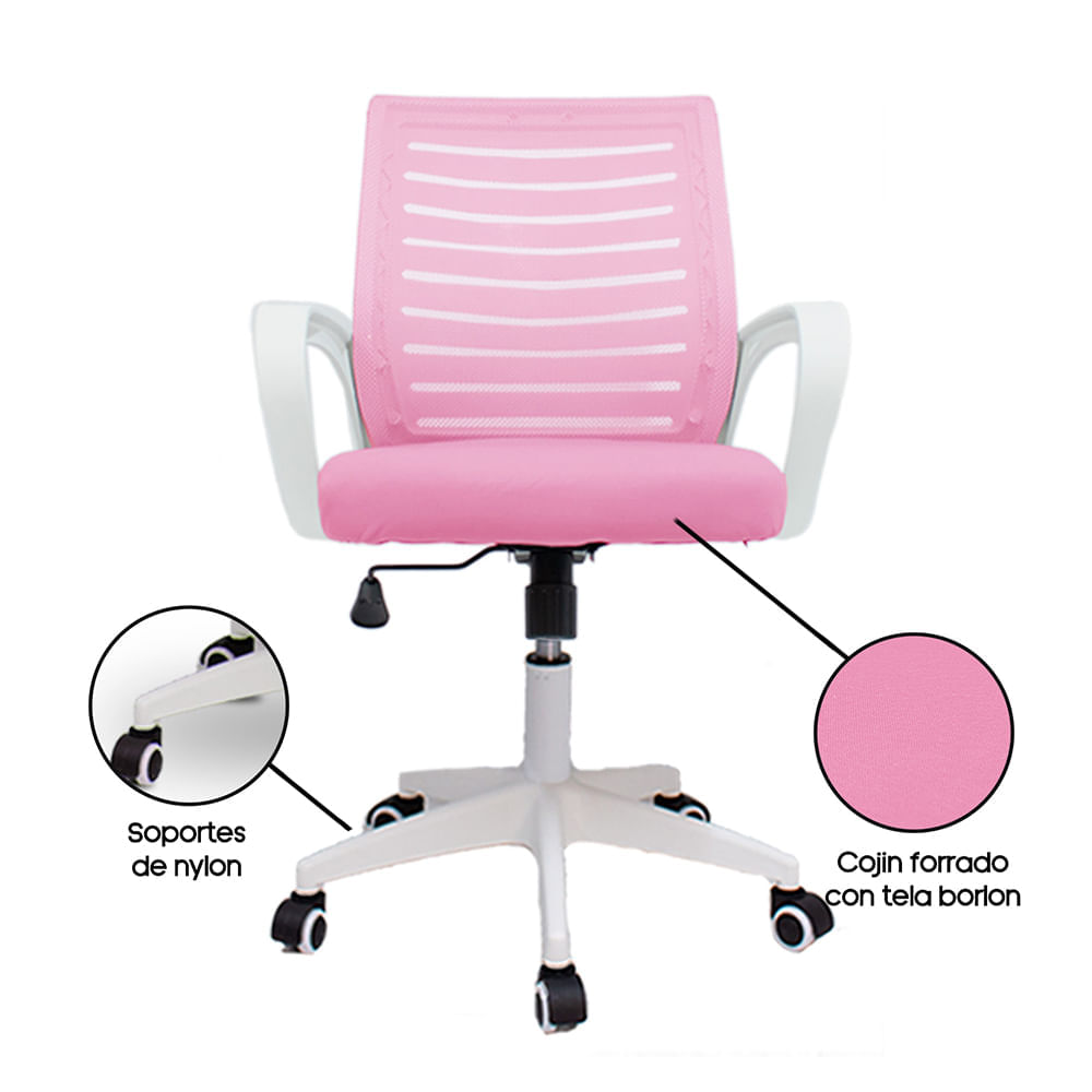 Imagen 2 del producto Silla de oficina ergonómica Kandy carga máx. 100 kg, tapiz de tela, giratoria, rosado