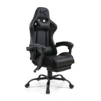Silla gamer Kuzler RIK-101AB Pro, 150 kg, reposapiés, almohadillas, estructura metálica, reclinable, negra