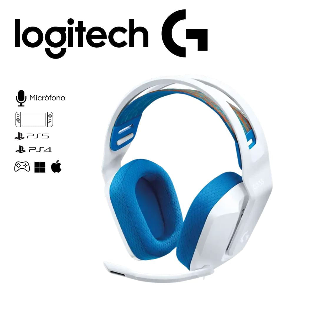 Imagen 2 del producto Audífonos gamer Logitech G335 con micrófono, conexión 3.5 mm, compatible con PC, PlayStation, Xbox y Nintendo Switch, blanco