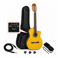 Guitarra electroacústica Ibanez Ga3ece Pack, Classical Cutaway, tapa de abeto, 19 trastes, AEQ-2T, Open Pore, amber